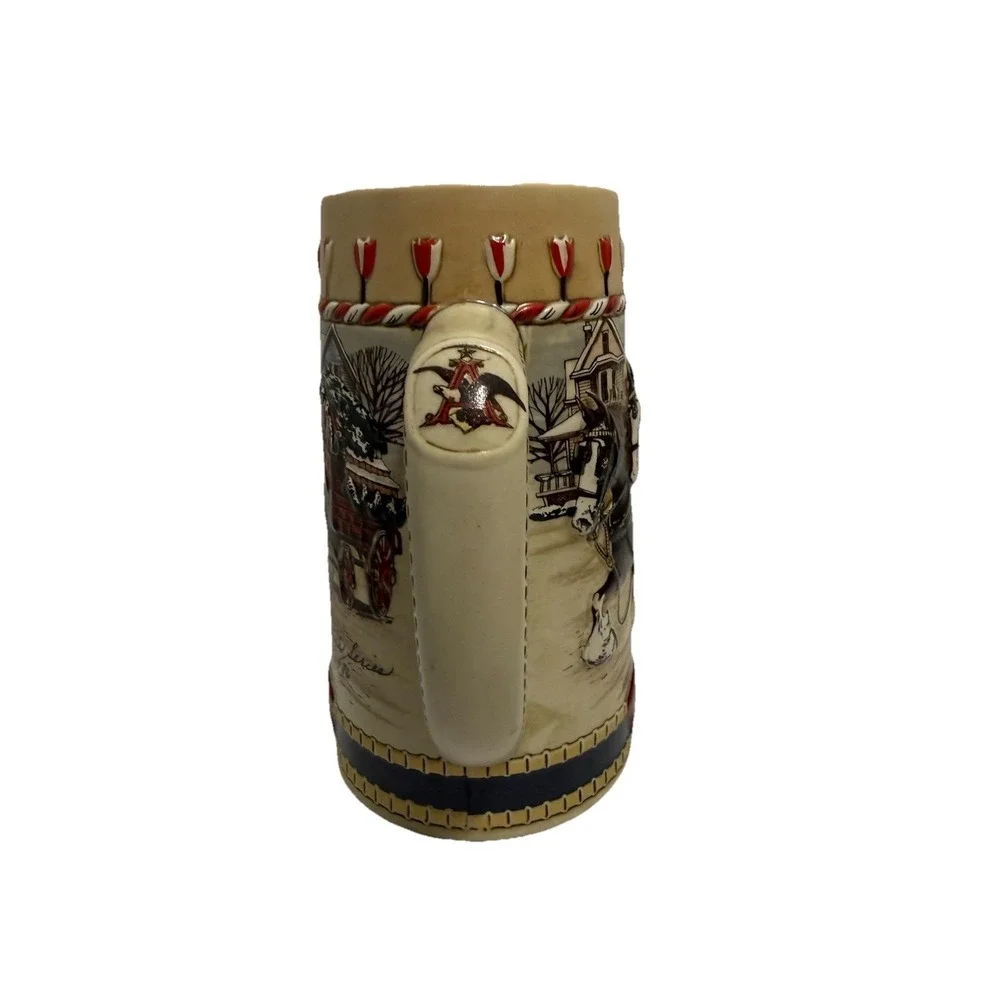 Vintage‎ Budweiser Christmas Stein, 1986, B Series Clydesdale Beer Mug